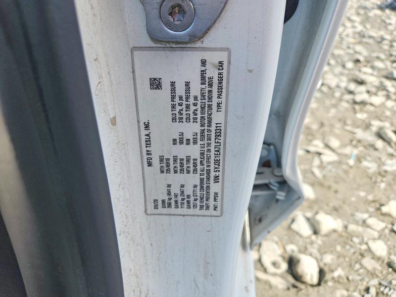 63639526 :رقم المزاد ، 5YJ3E1EA7LF793311 vin ، 2020 Tesla Model 3 مزاد بيع