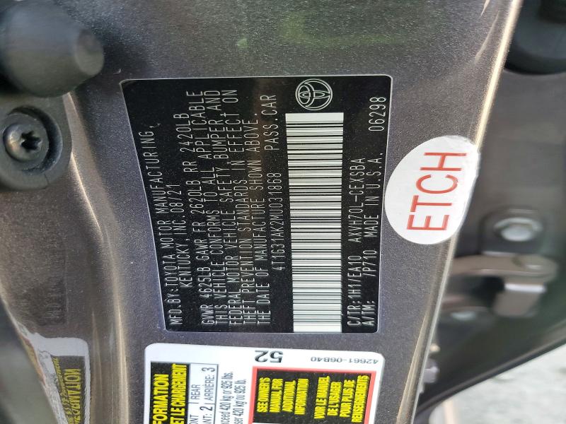 Aukcja sprzedaży 2021 Toyota Camry, vin: 4T1G31AK2MU031868, numer aukcji: 67115996