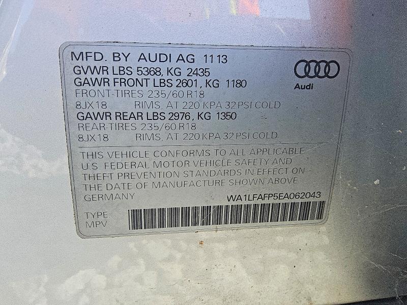 Aukcja sprzedaży 2014 Audi Q5, vin: WA1LFAFP5EA062043, numer aukcji: 66308846