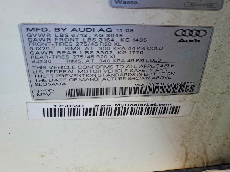 Aukcja sprzedaży 2009 Audi Q7, vin: WA1AY74L79D028775, numer aukcji: 65357276