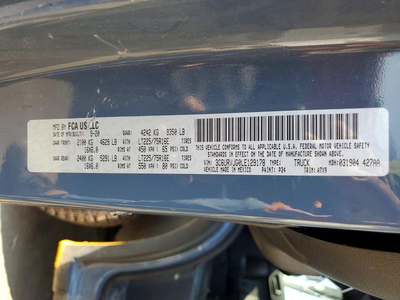 66237746 :رقم المزاد ، 3C6URVJG0LE129178 vin ، 2020 Ram Promaster 3500 مزاد بيع