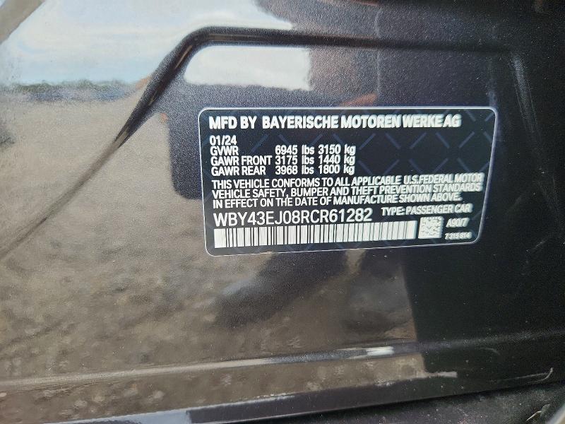 Продаж на аукціоні авто 2024 Bmw I7, vin: WBY43EJ08RCR61282, номер лоту: 63637096