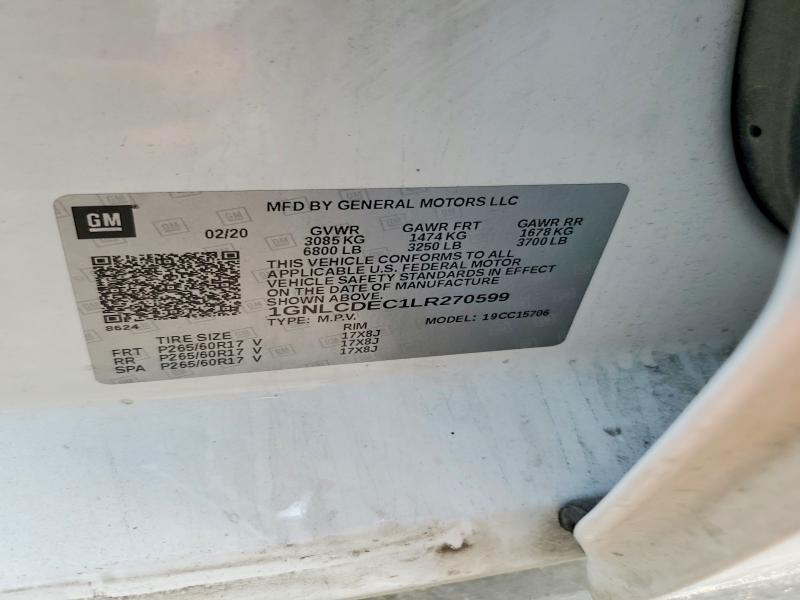 Продаж на аукціоні авто 2020 Chevrolet Tahoe, vin: 1GNLCDEC1LR270599, номер лоту: 66253376