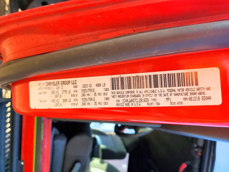 2012 Jeep Wrangler მანქანა იყიდება აუქციონზე, vin: 1C4AJWAG7CL261659, აუქციონის ნომერი: 65986456