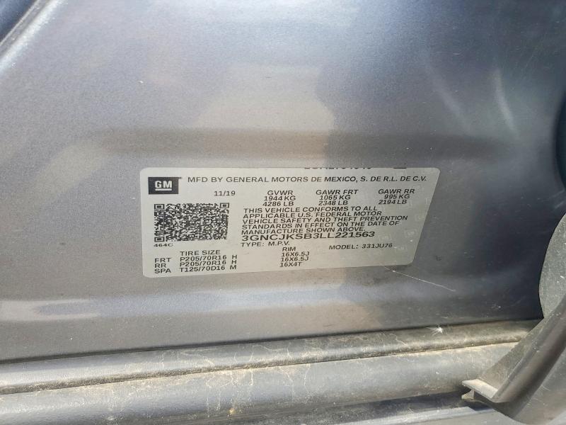 Aukcja sprzedaży 2020 Chevrolet Trax, vin: 3GNCJKSB3LL221563, numer aukcji: 67250656