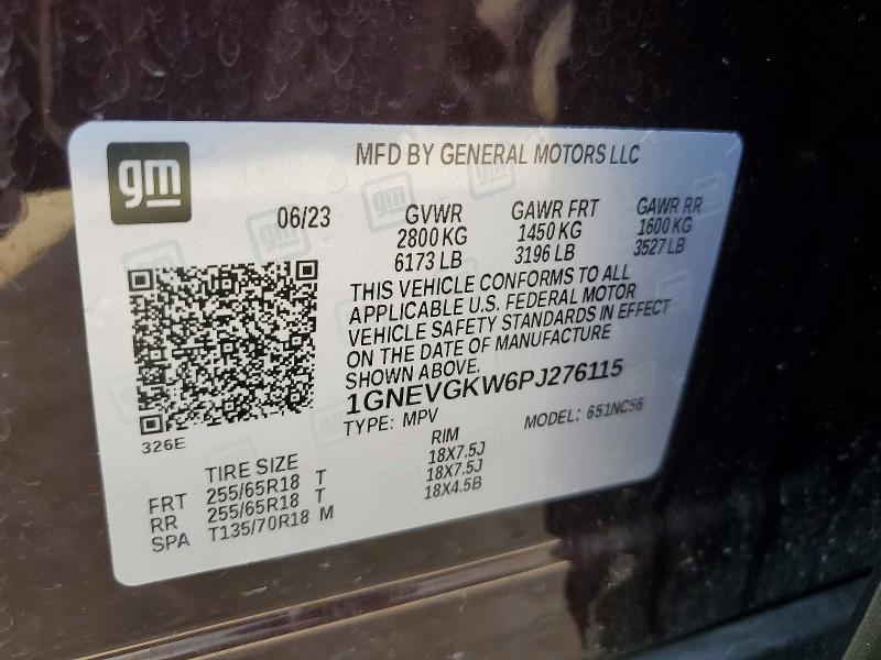 65659776 :رقم المزاد ، 1GNEVGKW6PJ276115 vin ، 2023 Chevrolet Traverse مزاد بيع