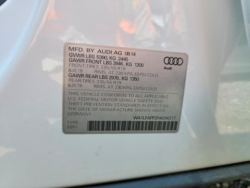 Aukcja sprzedaży 2015 Audi Q5, vin: WA1LFAFP2FA034217, numer aukcji: 64965056