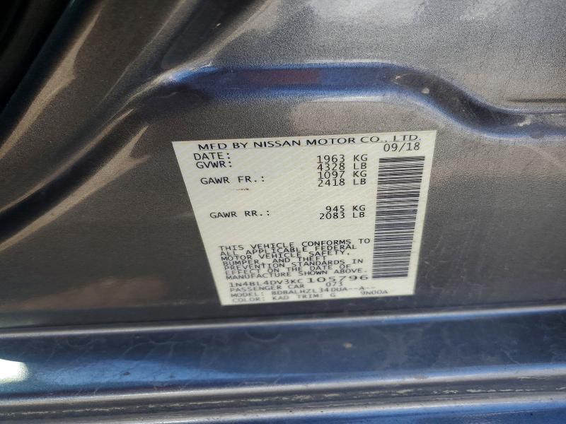 Auction sale of the 2019 Nissan Altima, vin: 1N4BL4DV3KC105796, lot number: 63494686