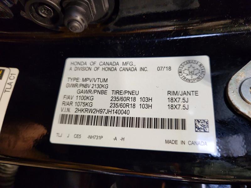 65043996 :رقم المزاد ، 2HKRW2H97JH140040 vin ، 2018 Honda Cr-v مزاد بيع