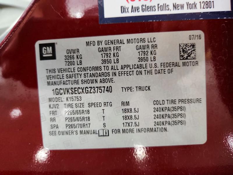 Aukcja sprzedaży 2016 Chevrolet Silverado, vin: 1GCVKSECXGZ375740, numer aukcji: 65849796