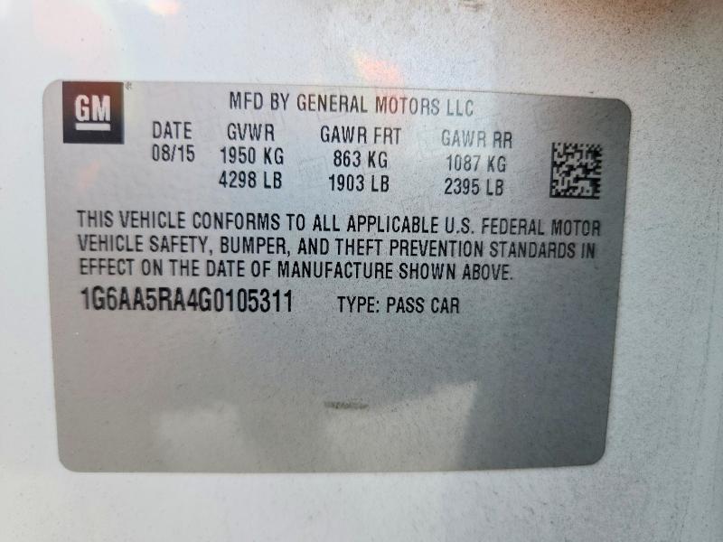 Aukcja sprzedaży 2016 Cadillac Ats, vin: 1G6AA5RA4G0105311, numer aukcji: 66119876