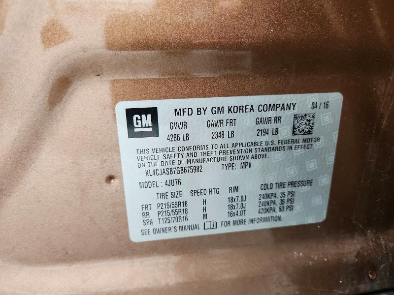 Продаж на аукціоні авто 2016 Buick Encore, vin: KL4CJASB7GB675982, номер лоту: 63340246