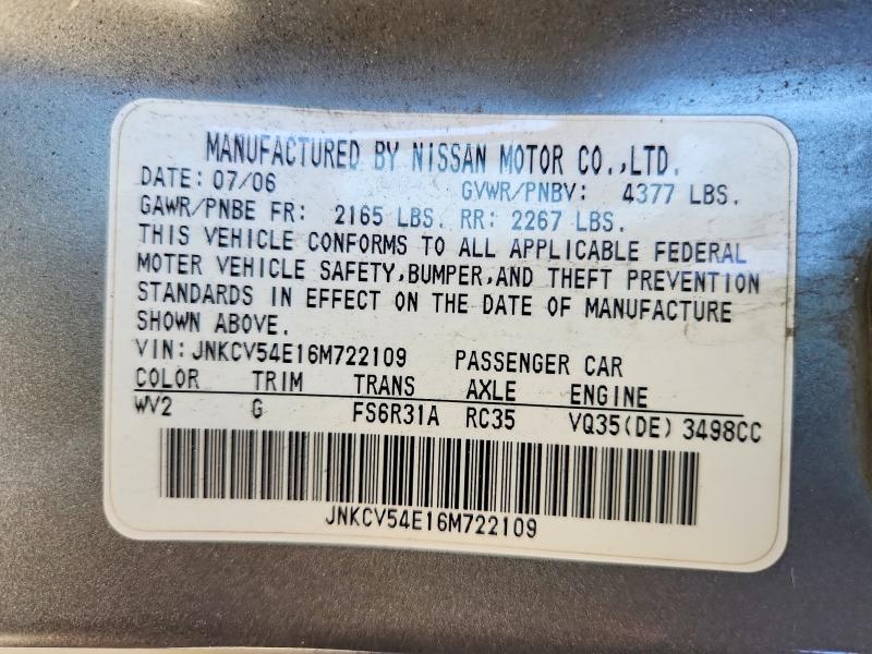 Продажа на аукционе авто 2006 Infiniti G35, vin: JNKCV54E16M722109, номер лота: 65065156