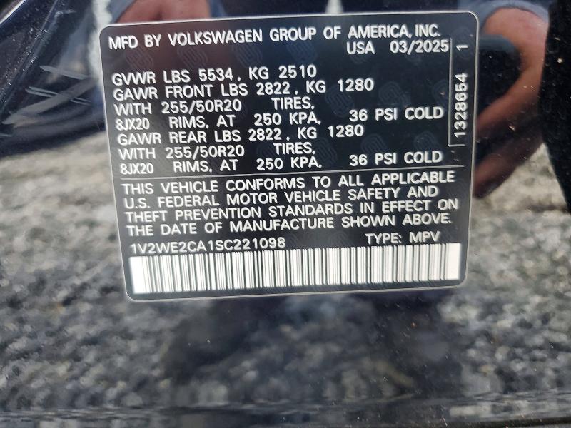 Продажа на аукционе авто 2025 Volkswagen Atlas Cross Sport, vin: 1V2WE2CA1SC221098, номер лота: 63365696