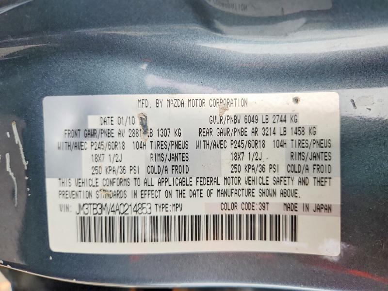 Продажа на аукционе авто 2010 Mazda Cx-9, vin: JM3TB3MV4A0214853, номер лота: 66813506
