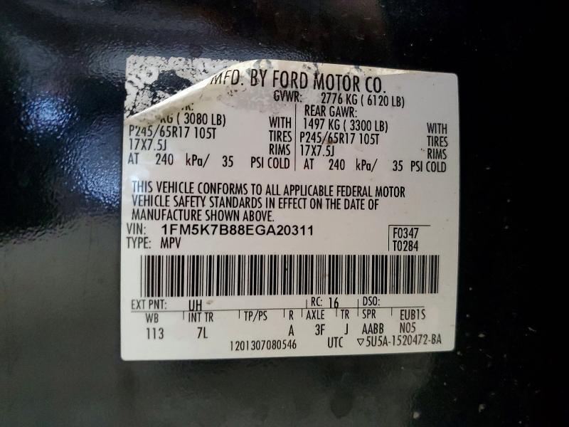 Aukcja sprzedaży 2014 Ford Explorer, vin: 1FM5K7B88EGA20311, numer aukcji: 64184176