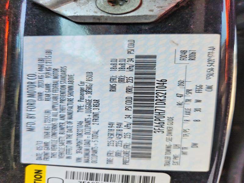 Продажа на аукционе авто 2013 Ford Fusion, vin: 3FA6P0H71DR321046, номер лота: 64998836