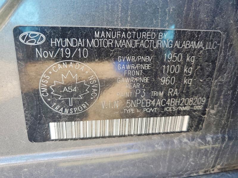 Aukcja sprzedaży 2011 Hyundai Sonata, vin: 5NPEB4AC4BH208209, numer aukcji: 63112276