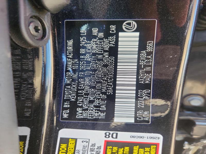 65605146 :رقم المزاد ، 58AEA1C1XSU060350 vin ، 2025 Lexus Es 300h مزاد بيع