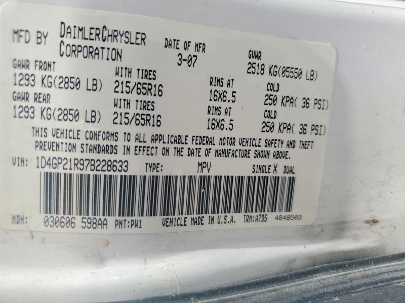 Aukcja sprzedaży 2007 Dodge Caravan, vin: 1D4GP21R97B228633, numer aukcji: 63721256