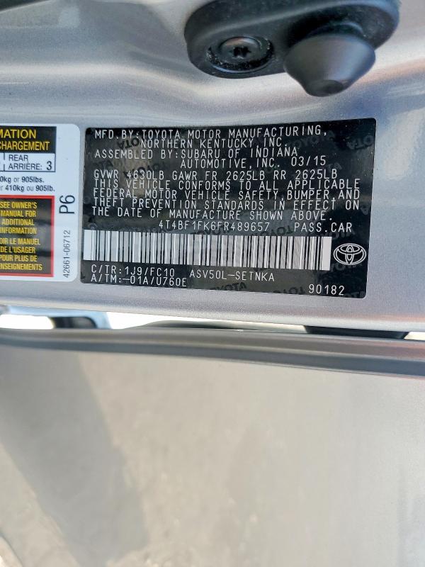 Aukcja sprzedaży 2015 Toyota Camry, vin: 4T4BF1FK6FR489657, numer aukcji: 64435976