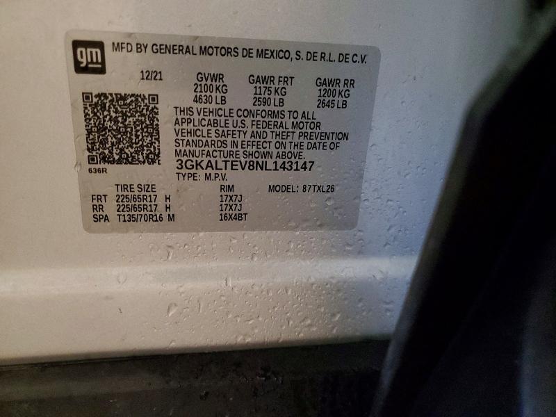 66170006 :رقم المزاد ، 3GKALTEV8NL143147 vin ، 2022 Gmc Terrain مزاد بيع