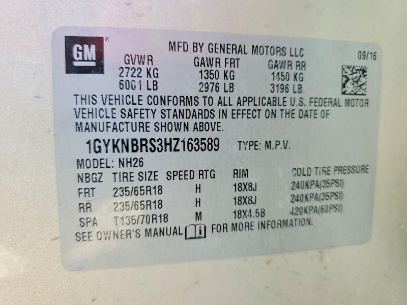 64856326 :رقم المزاد ، 1GYKNBRS3HZ163589 vin ، 2017 Cadillac Xt5 مزاد بيع