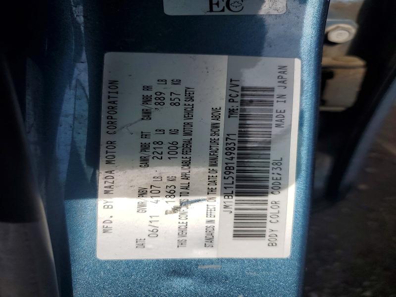 60827506 :رقم المزاد ، JM1BL1L59B1498371 vin ، 2011 Mazda 3 مزاد بيع