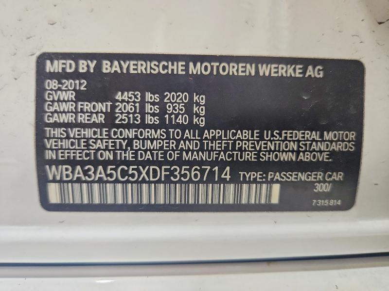64473506 :رقم المزاد ، WBA3A5C5XDF356714 vin ، 2013 Bmw 328 مزاد بيع