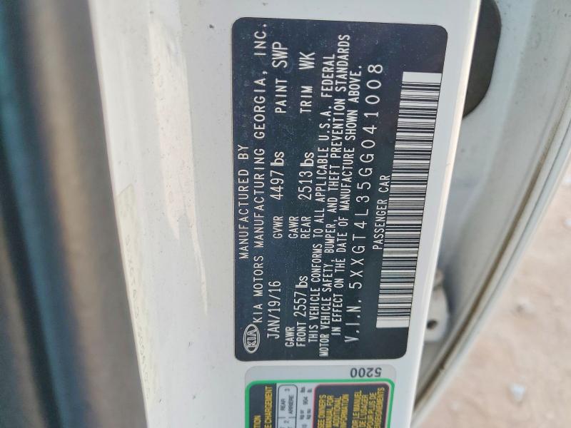63378316 :رقم المزاد ، 5XXGT4L35GG041008 vin ، 2016 Kia Optima مزاد بيع