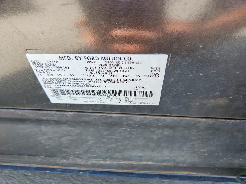 Aukcja sprzedaży 2019 Ford Explorer, vin: 1FM5K8D83KGA81712, numer aukcji: 64574436