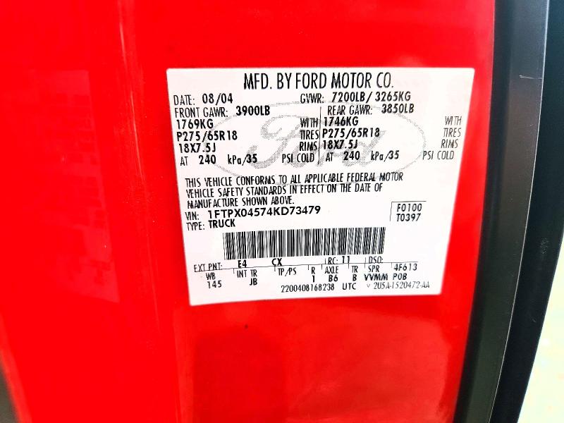 2004 Ford F150 მანქანა იყიდება აუქციონზე, vin: 1FTPX04574KD73479, აუქციონის ნომერი: 65161366