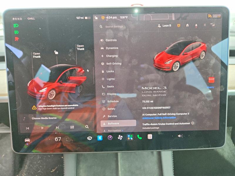 Aukcja sprzedaży 2022 Tesla Model 3, vin: 5YJ3E1EB9NF192557, numer aukcji: 66564196