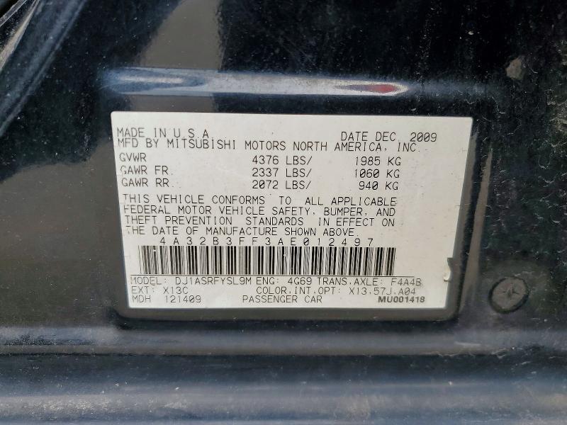 Aukcja sprzedaży 2010 Mitsubishi Galant, vin: 4A32B3FF3AE012497, numer aukcji: 66838726