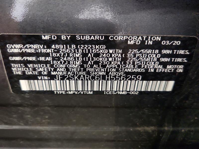 Продаж на аукціоні авто 2020 Subaru Forester, vin: JF2SKARC6LH556259, номер лоту: 65058926