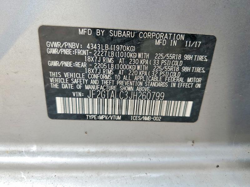 Продаж на аукціоні авто 2018 Subaru Crosstrek, vin: JF2GTALC3JH260799, номер лоту: 63764536