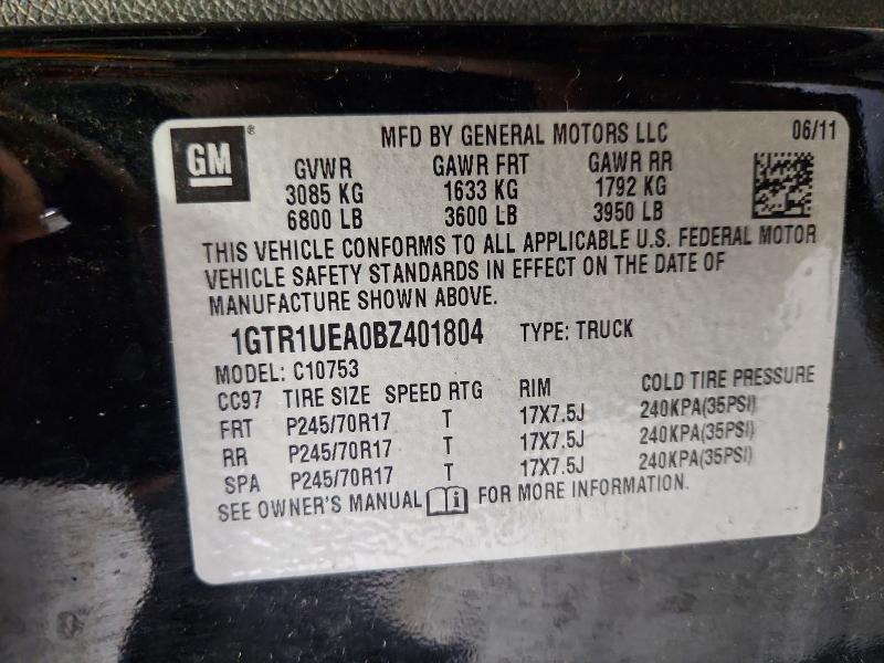 64494236 :رقم المزاد ، 1GTR1UEA0BZ401804 vin ، 2011 Gmc Sierra مزاد بيع