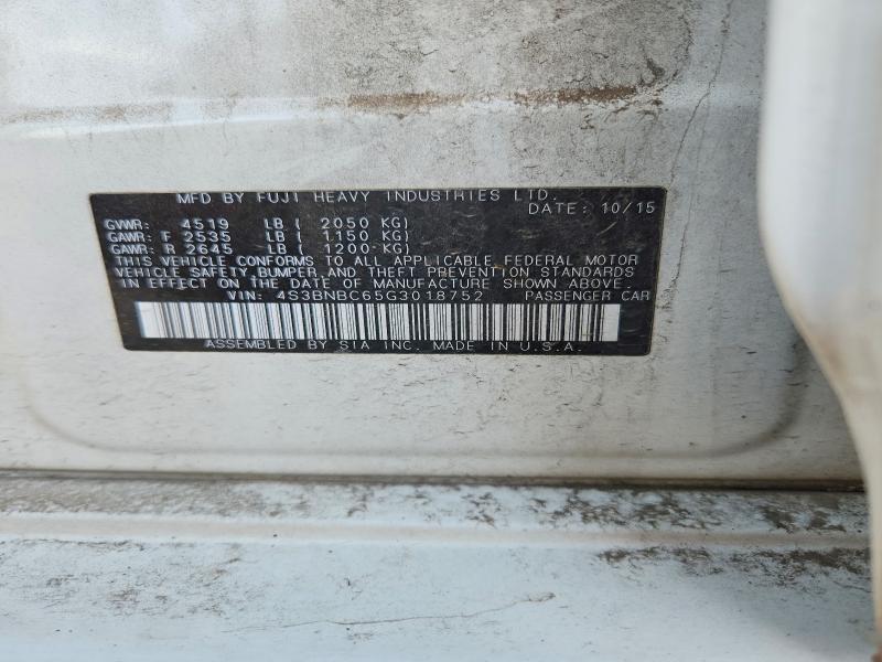 Aukcja sprzedaży 2016 Subaru Legacy, vin: 4S3BNBC65G3018752, numer aukcji: 64056486