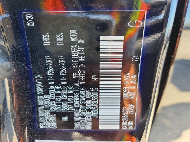 64331516 :رقم المزاد ، JTEBU5JR2L5800132 vin ، 2020 Toyota 4runner مزاد بيع