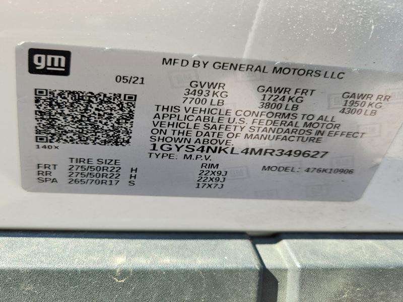 Aukcja sprzedaży 2021 Cadillac Escalade, vin: 1GYS4NKL4MR349627, numer aukcji: 63179146