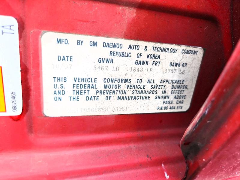 60671986 :رقم المزاد ، KL1TD56688B133381 vin ، 2008 Chevrolet Aveo مزاد بيع