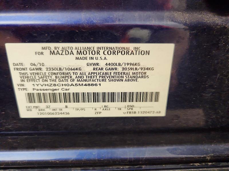 Продажа на аукционе авто 2010 Mazda 6, vin: 1YVHZ8CH0A5M48861, номер лота: 64111416