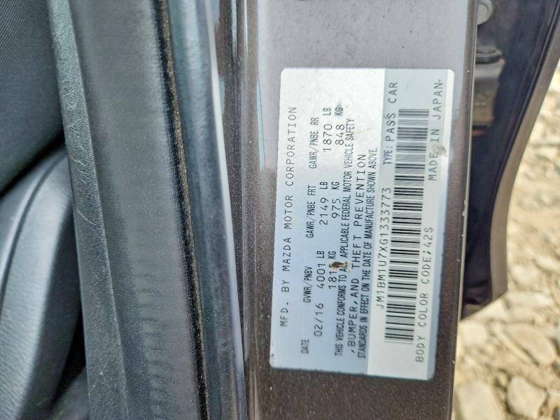 Aukcja sprzedaży 2016 Mazda 3, vin: JM1BM1U7XG1333773, numer aukcji: 65136296