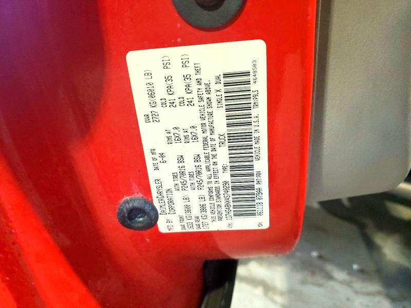 65887866 :رقم المزاد ، 1D7HG48NX4S740290 vin ، 2004 Dodge Dakota مزاد بيع