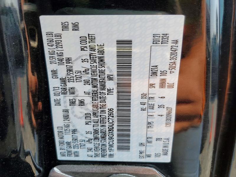 2013 Ford Escape მანქანა იყიდება აუქციონზე, vin: 1FMCU9GX8DUC72606, აუქციონის ნომერი: 61948296