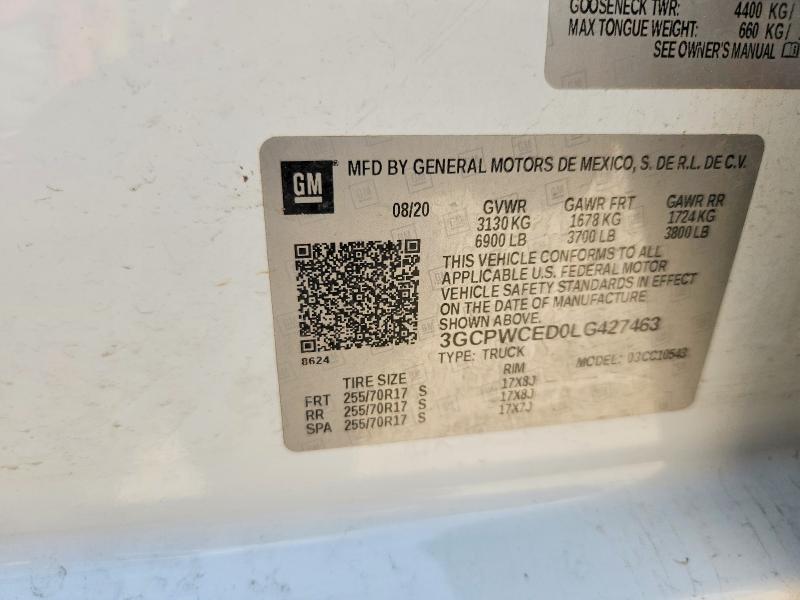 58300716 :رقم المزاد ، 3GCPWCED0LG427463 vin ، 2020 Chevrolet Silverado مزاد بيع