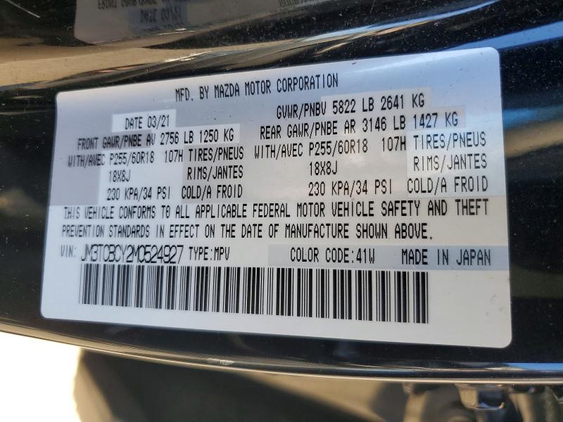 Aukcja sprzedaży 2021 Mazda Cx-9, vin: JM3TCBCY2M0524927, numer aukcji: 65704886