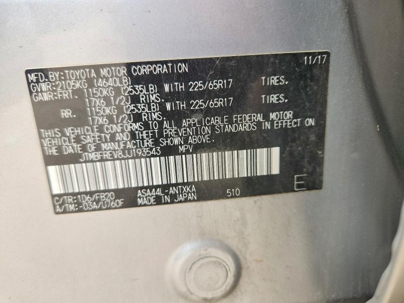 2018 Toyota Rav4 მანქანა იყიდება აუქციონზე, vin: JTMBFREV8JJ193543, აუქციონის ნომერი: 63883116