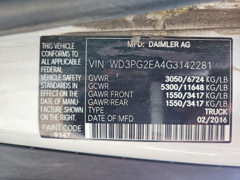 Продаж на аукціоні авто 2016 Mercedes-benz Metris, vin: WD3PG2EA4G3142281, номер лоту: 65062316