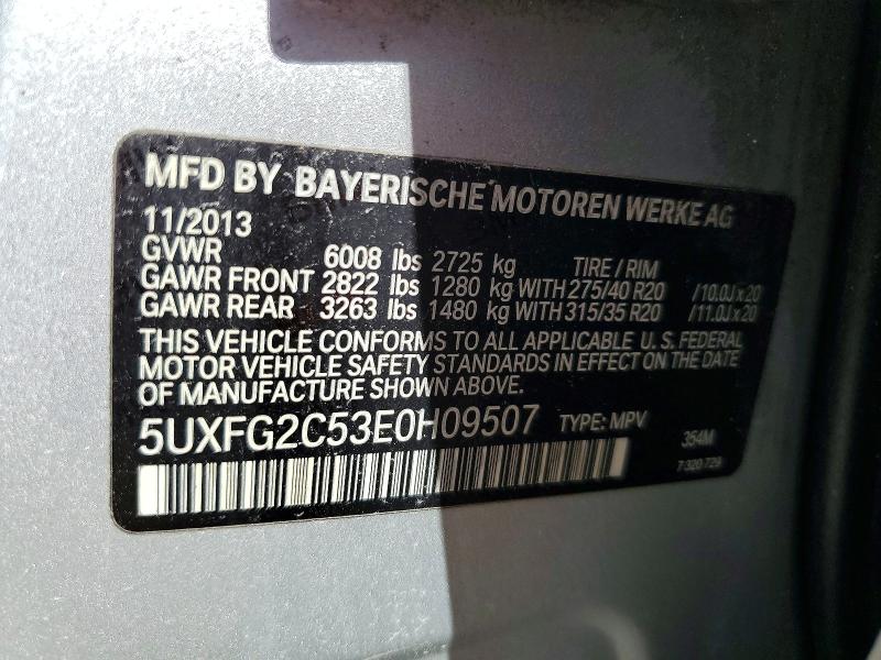 2014 Bmw X6 მანქანა იყიდება აუქციონზე, vin: 5UXFG2C53E0H09507, აუქციონის ნომერი: 65759556